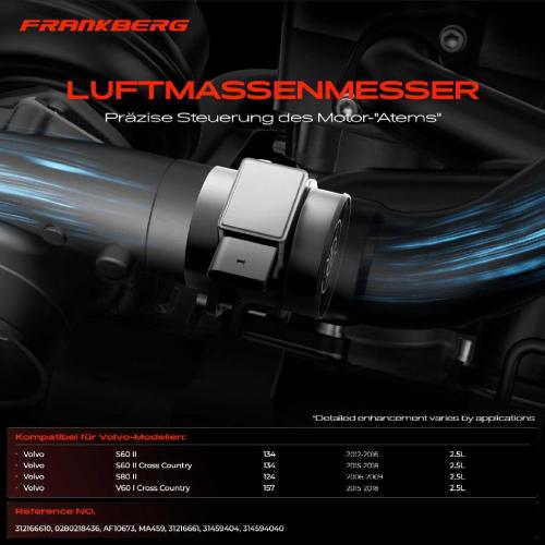 1x Luftmassenmesser für Volvo S60 II 134 S60 II Cross Country S80 II 124 V60 I Cross Country 157 Bild 1x Luftmassenmesser für Volvo S60 II 134 S60 II Cross Country S80 II 124 V60 I Cross Country 157
