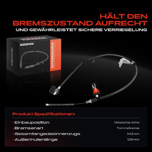 1x Seilzug Feststellbremse Hinterachse rechts für Hyundai i10 PA 1.0 Schrägheck Bj ab 2008 Bild 1x Seilzug Feststellbremse Hinterachse rechts für Hyundai i10 PA 1.0 Schrägheck Bj ab 2008