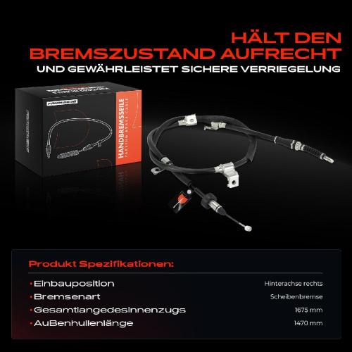1x Seilzug Feststellbremse Hinterachse rechts für Hyundai i30 FD Elantra Stufenheck HD Bild 1x Seilzug Feststellbremse Hinterachse rechts für Hyundai i30 FD Elantra Stufenheck HD