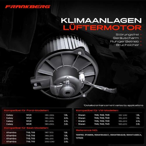 Frankberg 1x Gebläsemotor Innenraumgebläse für VW Sharan Ford Galaxy WGR Seat Alhambra Bild Frankberg 1x Gebläsemotor Innenraumgebläse für VW Sharan Ford Galaxy WGR Seat Alhambra