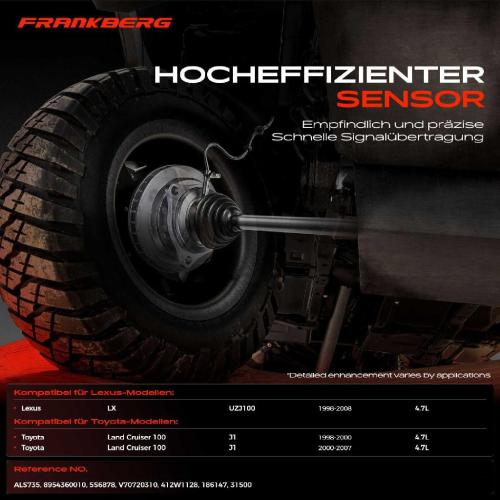 Frankberg 1x ABS Sensor Vorderachse links für Lexus LX UZJ100 Toyota Land Cruiser 100 J1 4.7L 1998-2008 Bild Frankberg 1x ABS Sensor Vorderachse links für Lexus LX UZJ100 Toyota Land Cruiser 100 J1 4.7L 1998-2008