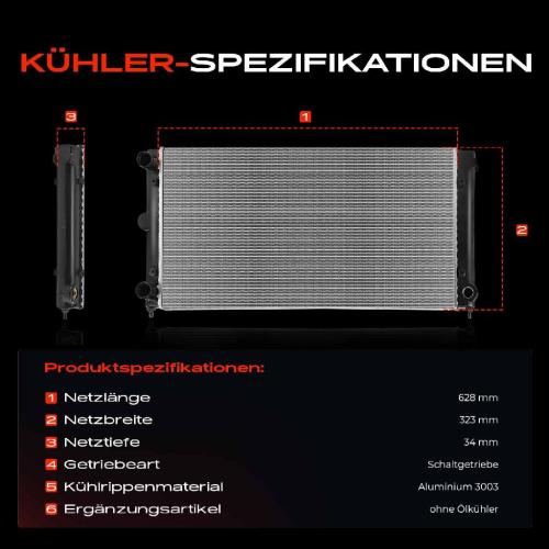 1x Kühler Wasserkühler Motorkühler für VW Passat Variant 35I 3A2 1.6L-2.0L Bild 1x Kühler Wasserkühler Motorkühler für VW Passat Variant 35I 3A2 1.6L-2.0L