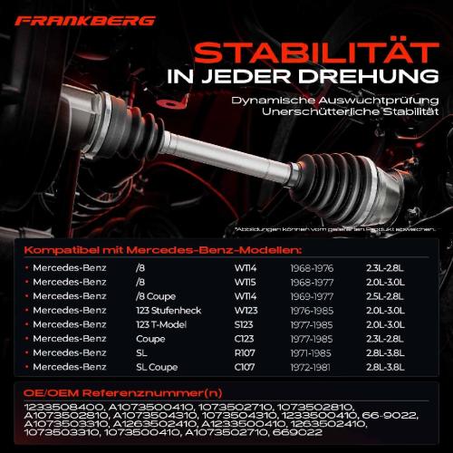 1x Antriebswelle Hinterachse Links oder Rechts für Mercedes-Benz 123 W123 S123 /8 W114 W115 SL R107 C107 Bild 1x Antriebswelle Hinterachse Links oder Rechts für Mercedes-Benz 123 W123 S123 /8 W114 W115 SL R107 C107