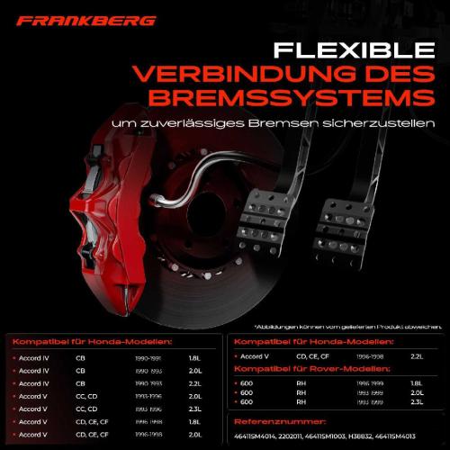 Frankberg 1x Bremsschlauch Bremsschläuche Vorderachse Links für Honda Accord IV CB V Rover 600 RH Bild Frankberg 1x Bremsschlauch Bremsschläuche Vorderachse Links für Honda Accord IV CB V Rover 600 RH