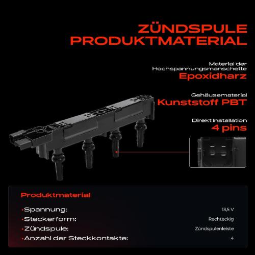 1x Zündspule 4xZündkerze für Citroën C4 Coupe I Stufenheck C5 Break II C8 Evasion MPV Jumpy Kasten Bild 1x Zündspule 4xZündkerze für Citroën C4 Coupe I Stufenheck C5 Break II C8 Evasion MPV Jumpy Kasten