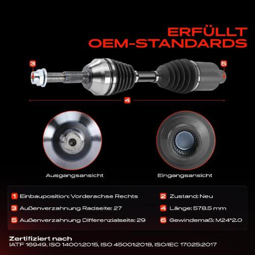 1x Antriebswelle Vorderachse Rechts für Jeep Cherokee KJ 3.7L 2001-2008 Bild 1x Antriebswelle Vorderachse Rechts für Jeep Cherokee KJ 3.7L 2001-2008