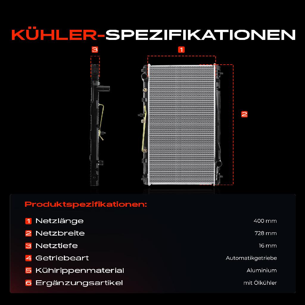 1x Kühler Wasserkühler Motorkühler für Toyota Camry Stufenheck 3.0L 2001-2006