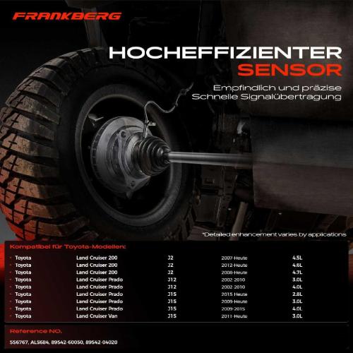 Frankberg 1x ABS Sensor Vorderachse rechts für Toyota Land Cruiser 200 Prado Van 4.5L 4.6L 4.7L 3.0L 4.0L 2.8L Bj ab 2002 Bild Frankberg 1x ABS Sensor Vorderachse rechts für Toyota Land Cruiser 200 Prado Van 4.5L 4.6L 4.7L 3.0L 4.0L 2.8L Bj ab 2002