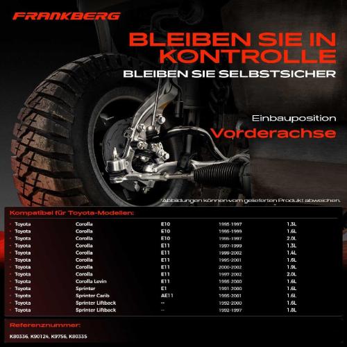 Frankberg 1x Querlenker Satz Vorderachse für Toyota Corolla Compact Levin Coupe Liftback Station Wagon Sprinter Carib Bild Frankberg 1x Querlenker Satz Vorderachse für Toyota Corolla Compact Levin Coupe Liftback Station Wagon Sprinter Carib
