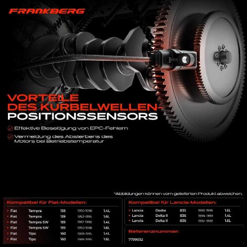 Frankberg 1x Kurbelwellensensor Impulsgeber für Fiat Tempra SW Tipo Lancia Dedra Delta II 1.4L 1.6L Bild Frankberg 1x Kurbelwellensensor Impulsgeber für Fiat Tempra SW Tipo Lancia Dedra Delta II 1.4L 1.6L