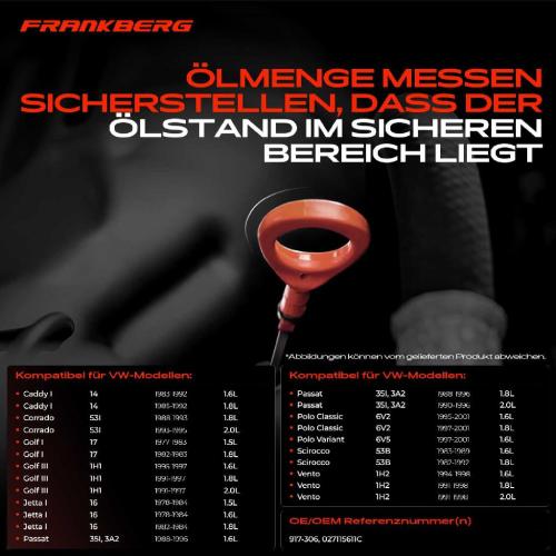Frankberg 1x Ölmessstab Ölpeilstab Ölstab für VW Golf II 19E 1G1 Jetta II Passat 35I 3A5 Bild Frankberg 1x Ölmessstab Ölpeilstab Ölstab für VW Golf II 19E 1G1 Jetta II Passat 35I 3A5
