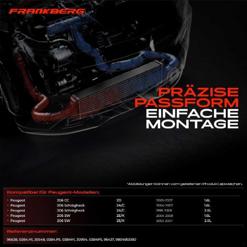 1x Ladeluftkühler Turbokühler für Peugeot 206 CC SW Schrägheck 1999-2008 1.6L 2.0L Bild 1x Ladeluftkühler Turbokühler für Peugeot 206 CC SW Schrägheck 1999-2008 1.6L 2.0L