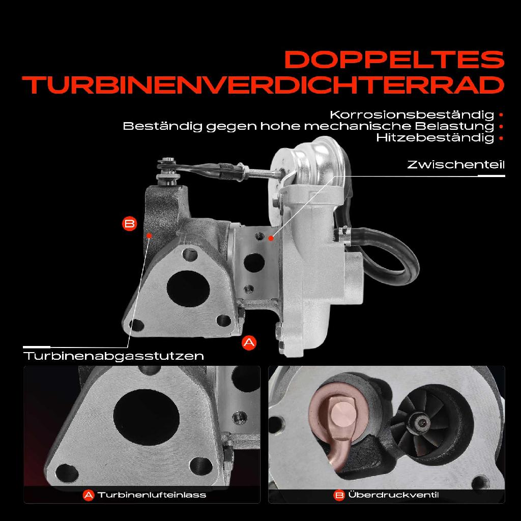 1x Abgasturbolader für Alfa Romeo Mito Fiat 500 C Doblo MPV Kasten/MPV Fiorino Grande Punto Idea Lancia Opel