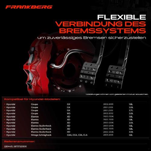 1x Bremsschlauch Bremsschläuche Hinterachse Links oder Rechts für Hyundai Coupe GK Elantra XD 1.6L-2.0L Bild 1x Bremsschlauch Bremsschläuche Hinterachse Links oder Rechts für Hyundai Coupe GK Elantra XD 1.6L-2.0L