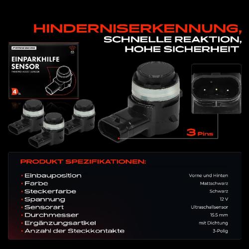 4x Parksensor PDC Sensor Vorne und Hinten für Mercedes-Benz A B C E M GL GLA-Klasse W176 W177 W246 W205 A207 Bild 4x Parksensor PDC Sensor Vorne und Hinten für Mercedes-Benz A B C E M GL GLA-Klasse W176 W177 W246 W205 A207