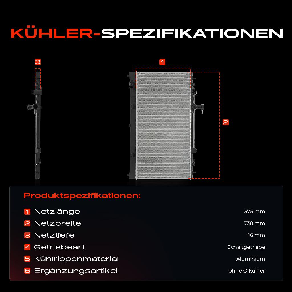 1x Kühler Wasserkühler Motorkühler für Mazda 6 Hatchback 2002-2007