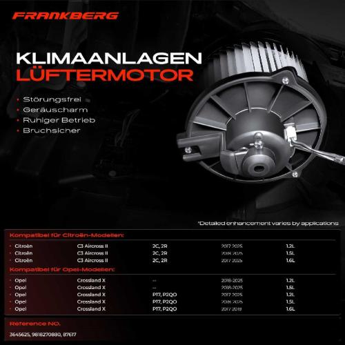 1x Gebläsemotor Innenraumgebläse für Citroën C3 Aircross II 2C Opel Crossland X P17 Bild 1x Gebläsemotor Innenraumgebläse für Citroën C3 Aircross II 2C Opel Crossland X P17
