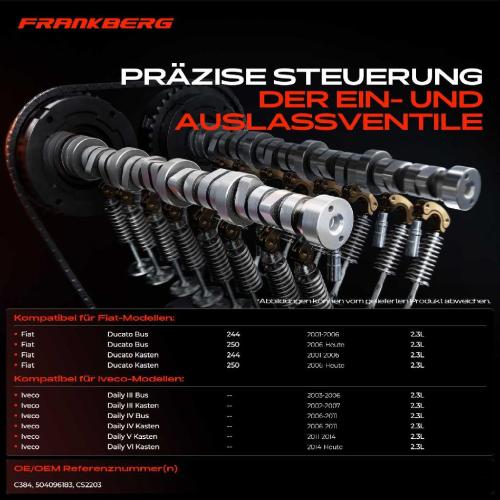 Frankberg 1x Nockenwelle für Fiat Ducato 250 Iveco Daily III Daily IV 2.3L Bild Frankberg 1x Nockenwelle für Fiat Ducato 250 Iveco Daily III Daily IV 2.3L