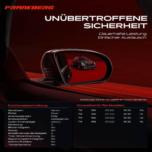 1x Außenspiegel Links für Fiat 500L 351 352 0.9L 1.2L 1.4L 1.6L Bj ab 2012 Bild 1x Außenspiegel Links für Fiat 500L 351 352 0.9L 1.2L 1.4L 1.6L Bj ab 2012