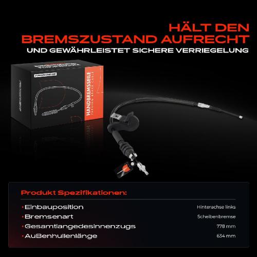 1x Seilzug Feststellbremse Hinterachse links für BMW 7er E65 E66 E67 730d 730i 745i 740i Bild 1x Seilzug Feststellbremse Hinterachse links für BMW 7er E65 E66 E67 730d 730i 745i 740i