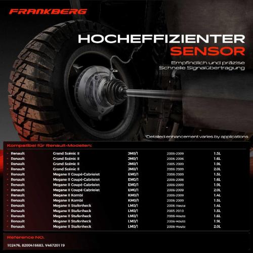 Frankberg 1x ABS Sensor Hinterachse beidseitig für Renault Grand Scénic II Megane Coupé-Cabriolet Kombi Stufenheck Bild Frankberg 1x ABS Sensor Hinterachse beidseitig für Renault Grand Scénic II Megane Coupé-Cabriolet Kombi Stufenheck