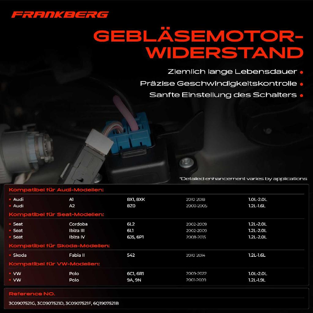 1x Widerstand Vorwiderstand Gebläsemotor für VW Polo Stufenheck 9N Audi A1 8X A2 8Z