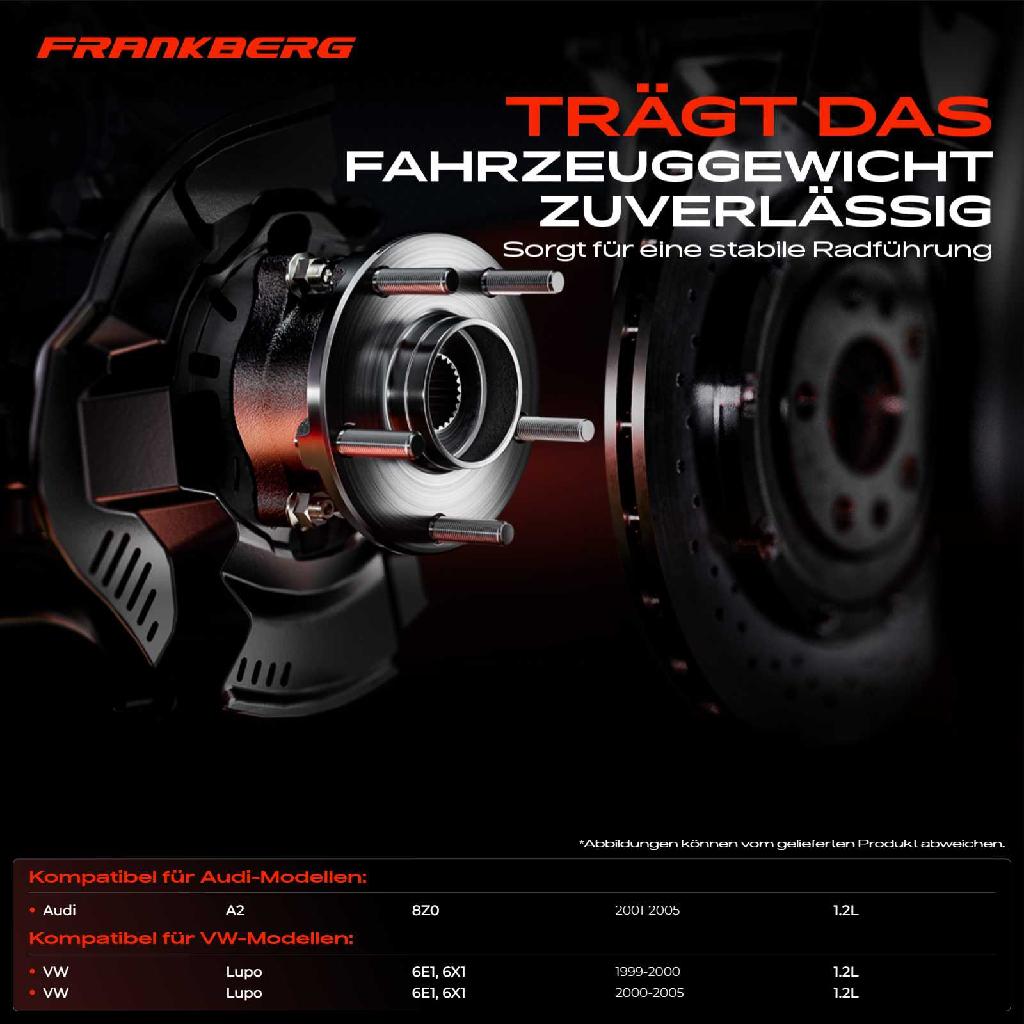 2x Radnabe Radlagersatz Hinten für VW Lupo Audi A2 8Z0 6E1 6X1 1.2L 1999-2005