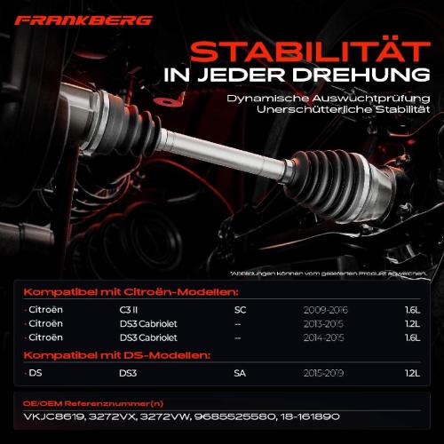 1x Antriebswelle Vorderachse Links für Citroën C3 SC DS3 DS DS3 SA 1.2L 1.6L 2009-2019 Bild 1x Antriebswelle Vorderachse Links für Citroën C3 SC DS3 DS DS3 SA 1.2L 1.6L 2009-2019