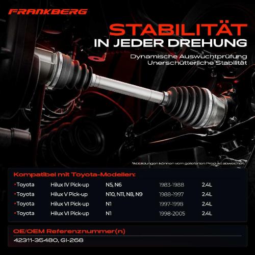 1x Antriebswelle Vorderachse für Toyota Hilux V Pick-up N5 N6 N10 N11 N8 N9 2.4L Bild 1x Antriebswelle Vorderachse für Toyota Hilux V Pick-up N5 N6 N10 N11 N8 N9 2.4L