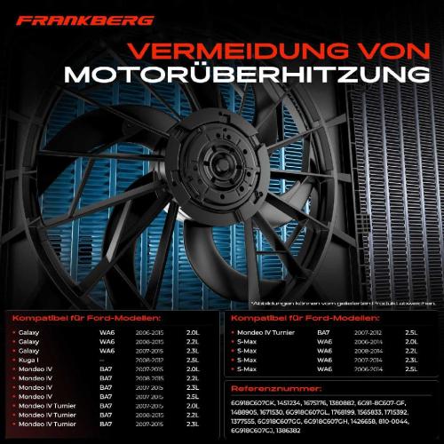 Frankberg 1x Motorkühller Einfachlüfter mit Kühlerlüfterrahmen Ford Galaxy WA6 Mondeo IV BA7 S-Max WA6 Bild Frankberg 1x Motorkühller Einfachlüfter mit Kühlerlüfterrahmen Ford Galaxy WA6 Mondeo IV BA7 S-Max WA6