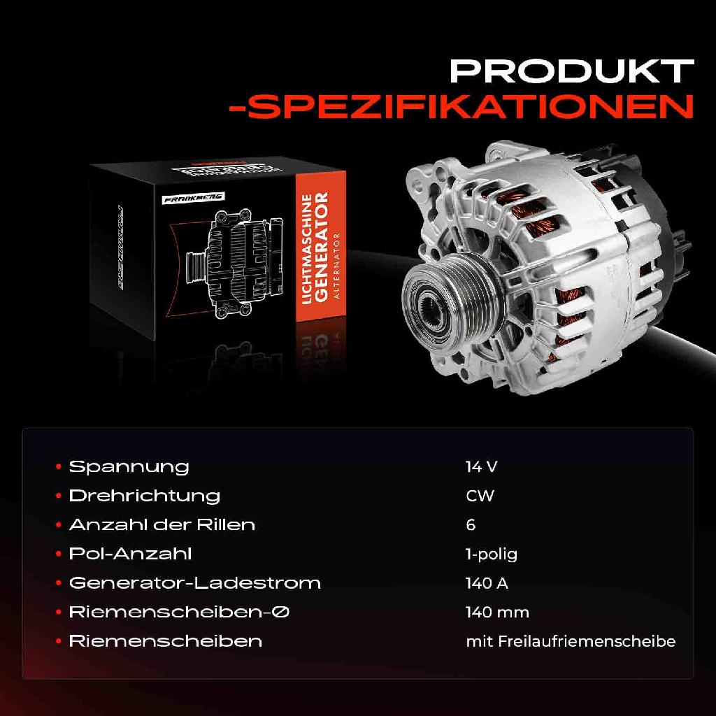 1x Lichtmaschine Generator für VW Golf VI Polo Audi A1 A3 Q3 Skoda Rapid Seat