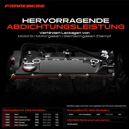 Frankberg 1x Ventildeckel Zylinderkopfhaube für MINI Mini Cabriolet R56 R57 R58 R59 R60 Bild Frankberg 1x Ventildeckel Zylinderkopfhaube für MINI Mini Cabriolet R56 R57 R58 R59 R60