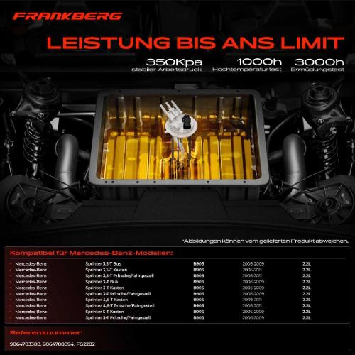 Frankberg 1x Kraftstoffpumpe für Mercedes-Benz Sprinter 3,5-T Bus Kasten Pritsche/Fahrgestell B906 Sprinter 3-T Bus Bild Frankberg 1x Kraftstoffpumpe für Mercedes-Benz Sprinter 3,5-T Bus Kasten Pritsche/Fahrgestell B906 Sprinter 3-T Bus