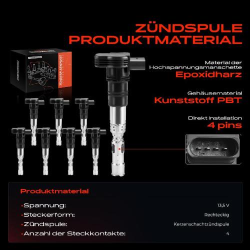 Frankberg 8x Zündmodul Zündspule für VW Phaeton 3D1 3D2 3D3 3D4 3D6 3D7 3D8 3D9 Touareg 7L6 7L7 7LA 4.2L 2004-2006 Bild Frankberg 8x Zündmodul Zündspule für VW Phaeton 3D1 3D2 3D3 3D4 3D6 3D7 3D8 3D9 Touareg 7L6 7L7 7LA 4.2L 2004-2006