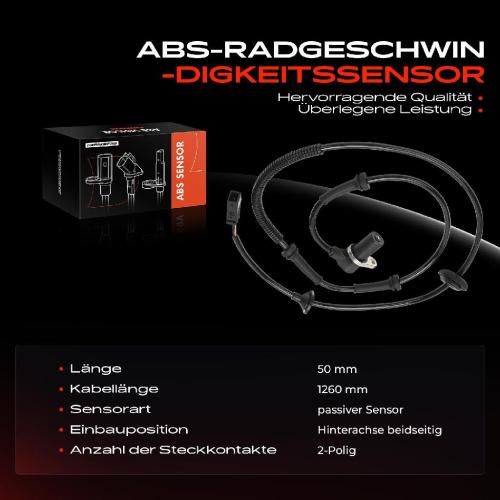 1x ABS Sensor Hinterachse beidseitig für Audi A6 Avant 1.8L 2.4L 2.5L 2.7L 2.8L 3.0L 1997-2005 Bild 1x ABS Sensor Hinterachse beidseitig für Audi A6 Avant 1.8L 2.4L 2.5L 2.7L 2.8L 3.0L 1997-2005