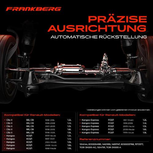 Frankberg 1x Lenkgetriebe Servolenkgetriebe für Renault Clio II BB CB SB Kangoo KC0/1 FC0/1 Bild Frankberg 1x Lenkgetriebe Servolenkgetriebe für Renault Clio II BB CB SB Kangoo KC0/1 FC0/1