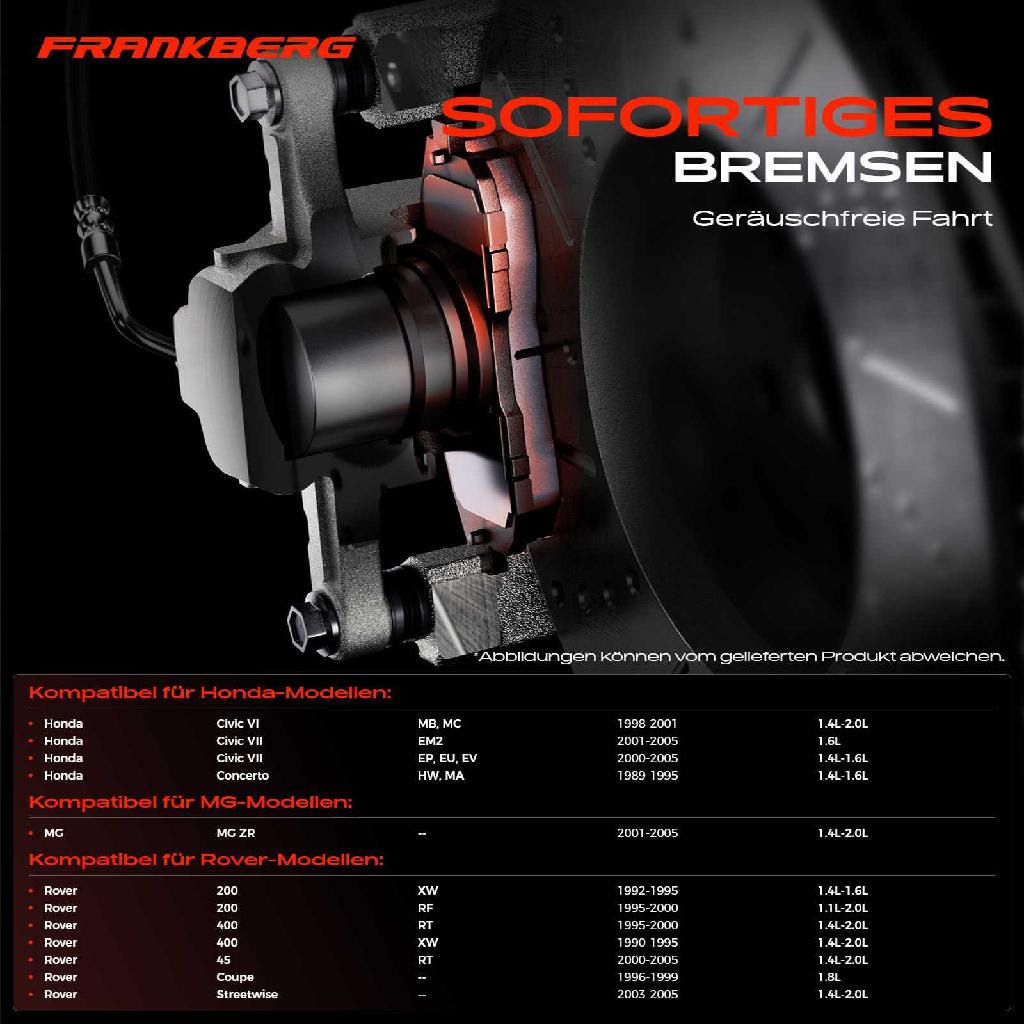 4x Bremsbeläge Vorderachse für Honda Civic VI Aerodeck Fastback Hatchback VII Coupe Stufenheck Concerto