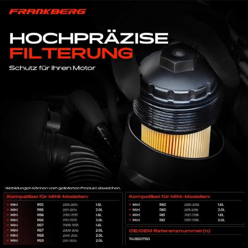 1x ÖlkühlerÖlfilter für MINI Mini Cabriolet Countryman R55 R56 R57 R60 R61 Bild 1x ÖlkühlerÖlfilter für MINI Mini Cabriolet Countryman R55 R56 R57 R60 R61