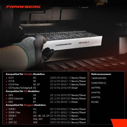 2x Innenraumfilter Aktivkohle für Citroën C3 II C4 Peugeot 207 208 2008 DS3 Bild 2x Innenraumfilter Aktivkohle für Citroën C3 II C4 Peugeot 207 208 2008 DS3