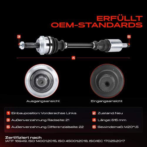 1x Antriebswelle Vorderachse Links für Citroën AX ZA Saxo S0 S1 Peugeot 106 I 1A 1C Bild 1x Antriebswelle Vorderachse Links für Citroën AX ZA Saxo S0 S1 Peugeot 106 I 1A 1C