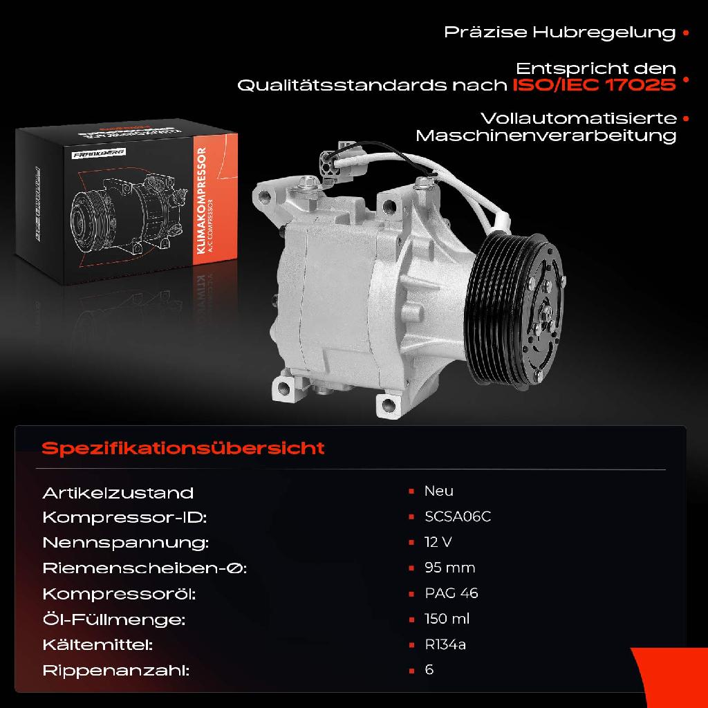 1x Klimakompressor für Toyota Corolla E12 1.4L 1.6L 1.8L 2.0L 2001-2008