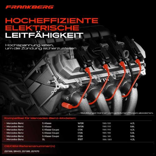 9x Zündleitungssatz Zündkabel für Mercedes-Benz S-Klasse W126 C126 SL R107 Bild 9x Zündleitungssatz Zündkabel für Mercedes-Benz S-Klasse W126 C126 SL R107
