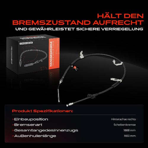 1x Seilzug Feststellbremse Hinterachse rechts für KIA Sportage JE KM 2.0L 2.7L 2004-2021 Bild 1x Seilzug Feststellbremse Hinterachse rechts für KIA Sportage JE KM 2.0L 2.7L 2004-2021