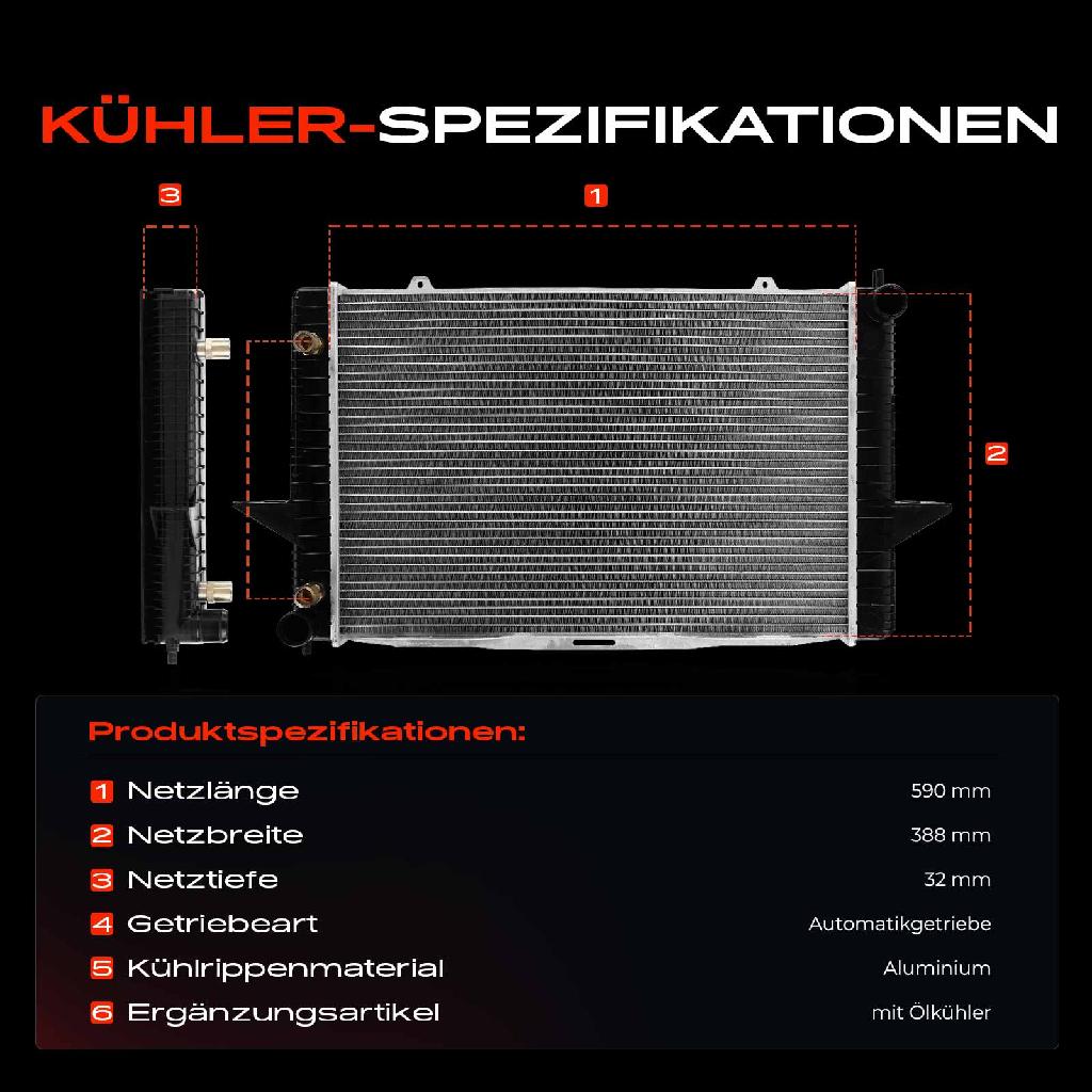 1x Kühler Wasserkühler Motorkühler für Volvo C70 I S70 874 V70 I 875 XC70 1995-2005
