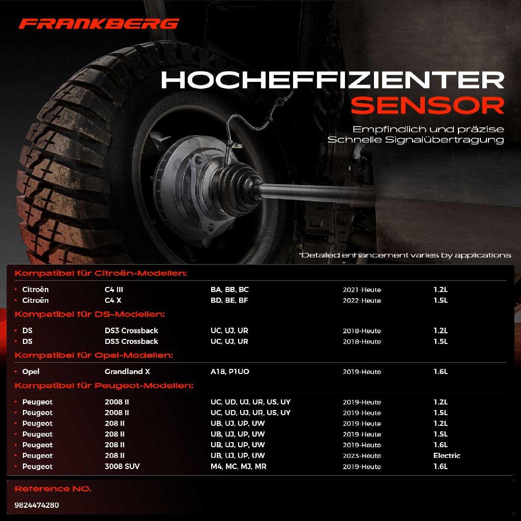 1x ABS Sensor Hinterachse beidseitig für Citroën C4 III X DS DS3 Crossback Opel Grandland Peugeot 2008 II