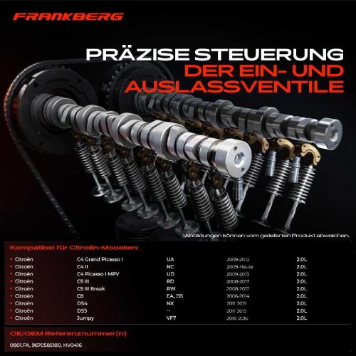 Frankberg 1x Nockenwelle für Citroën C4 C5 C8 Jumpy Ford C-Max 2 Focus 3 Kuga Peugeot 308 Bild Frankberg 1x Nockenwelle für Citroën C4 C5 C8 Jumpy Ford C-Max 2 Focus 3 Kuga Peugeot 308