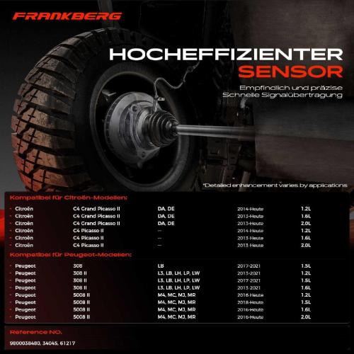 Frankberg 1x ABS Sensor Hinterachse beidseitig f r Citro n C4 Grand Picasso II Spacetourer Van Peugeot 308 Bild Frankberg 1x ABS Sensor Hinterachse beidseitig f r Citro n C4 Grand Picasso II Spacetourer Van Peugeot 308