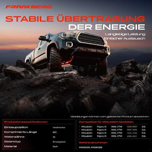 1x Kardanwelle Gelenkwelle Vorderachse für Mitsubishi Pajero III V6W V7W 3.5L 2000-2007 Bild 1x Kardanwelle Gelenkwelle Vorderachse für Mitsubishi Pajero III V6W V7W 3.5L 2000-2007