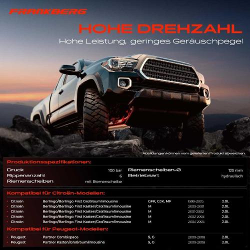 Frankberg 1x Servopumpe hydraulisch für Citroën Berlingo MF Peugeot Partner 5F 5 2.0L Bild Frankberg 1x Servopumpe hydraulisch für Citroën Berlingo MF Peugeot Partner 5F 5 2.0L