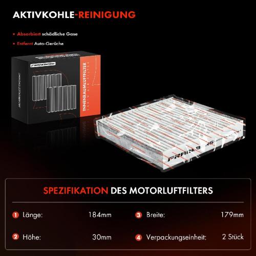 2x Innenraumfilter Aktivkohle für Honda Jazz II GD GE2 GE3 1.2-1.5 Bild 2x Innenraumfilter Aktivkohle für Honda Jazz II GD GE2 GE3 1.2-1.5